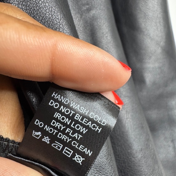 BLASHE Faux Leather Black Long Sleeve Top Shacket with Puffy Shoulders - Picture 5 of 9